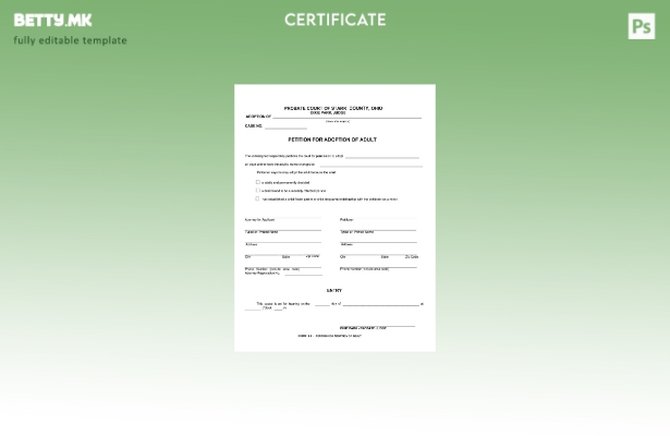 Модерен стил У.С.Д. Оставински суд на Старк, шаблон за сертификат за посвојување